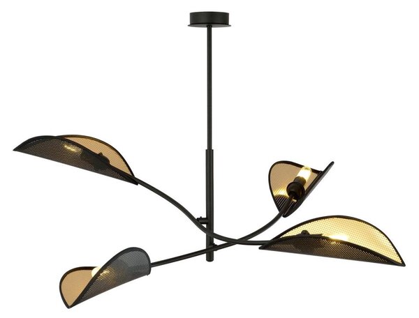 Luster na tyči LOTUS 4xE14/10W/230V čierna/zlatá
