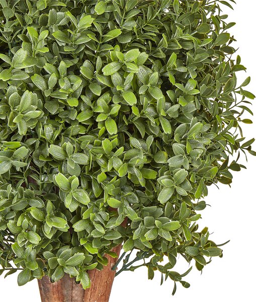 Umelá rastlina v kvetináči buxus guľový strom zelená plastové listy kmeň z masívneho dreva 120 cm interiér exteriér záhrada doplnky