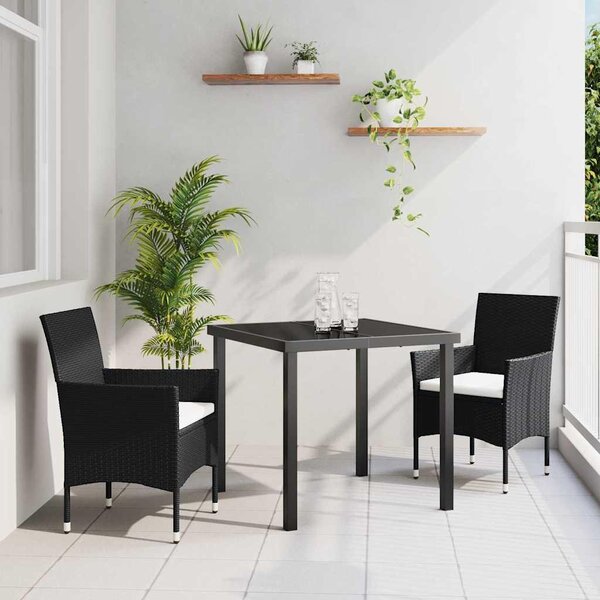 Maison Exclusive – Záhradná jedálenská súprava, 3 kusy, čierna, umelý ratan