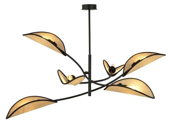 Luster na tyči LOTUS 6xE14/10W/230V čierna/béžová