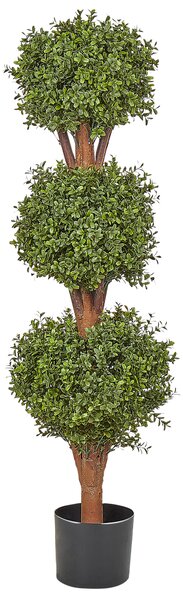 Umelá rastlina v kvetináči buxus guľový strom zelená plastové listy kmeň z masívneho dreva 120 cm interiér exteriér záhrada doplnky