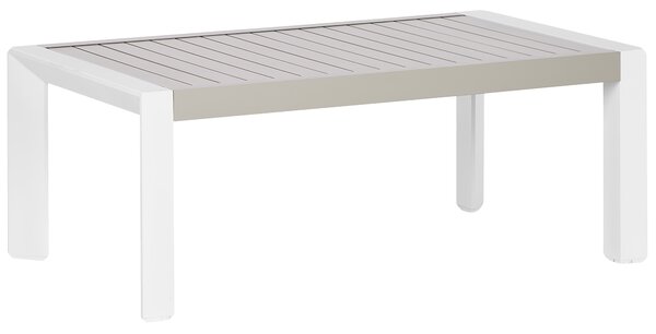 Záhradný konferenčný stolík sivobéžový hliníkový 120 x 70 cm biele nohy vonkajší nábytok