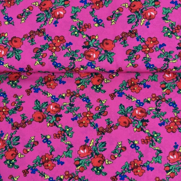 Metráž Tibet ľudový vzor MK - Fuksia