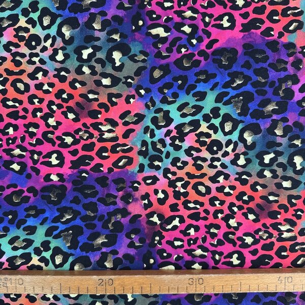 Metráž Teplákovina digital - Leopard gold multicolour
