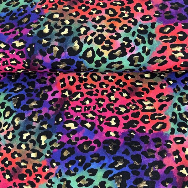 Metráž Teplákovina digital - Leopard gold multicolour