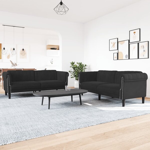 Maison Exclusive – 2-dielna sedacia súprava z čierneho zamatu