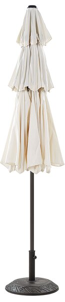 Záhradný slnečník svetlobéžový polyester oceľová tyč ⌀ 285 cm moderný osemhranný UV odolný s kľukovým mechanizmom