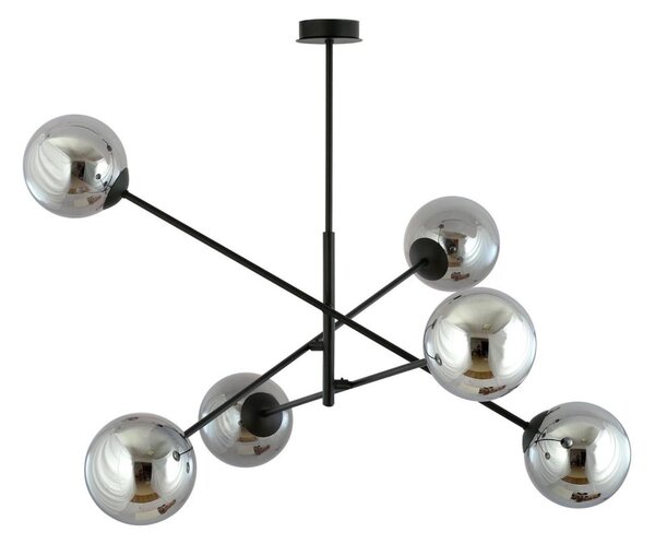 Luster na tyči LINEAR 6xE14/10W/230V čierna/šedá