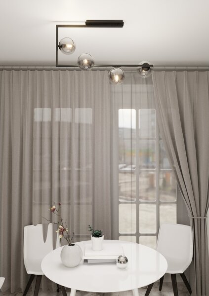 Luster na tyči SOMA 4xE14/10W/230V čierna/šedá