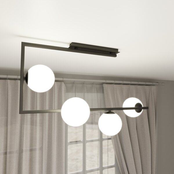 Luster na tyči SOMA 4xE14/10W/230V čierna/biela