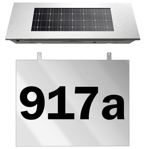 Domové číslo so solárnym LED osvetlením Deu 333, nerez / transparentná
