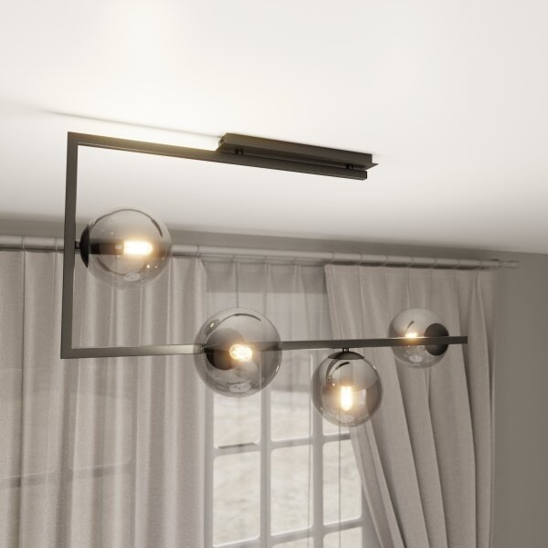 Luster na tyči SOMA 4xE14/10W/230V čierna/šedá