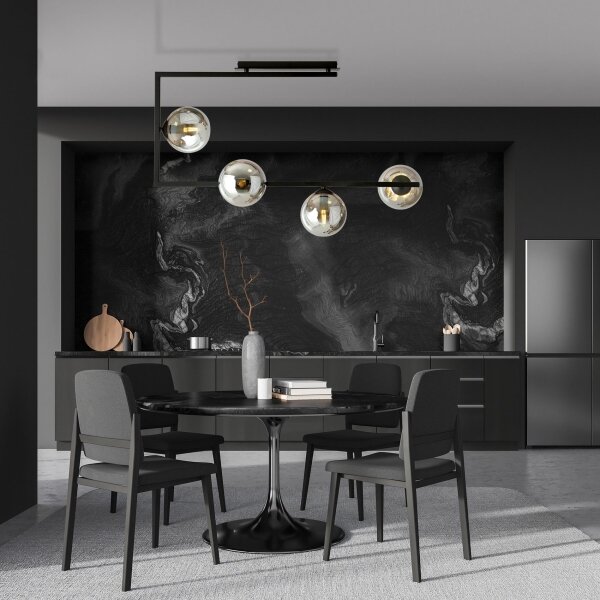 Luster na tyči SOMA 4xE14/10W/230V čierna/šedá