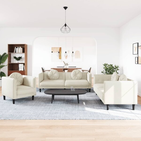 Maison Exclusive – 3-dielna sedacia súprava s vankúšmi, krémový zamat
