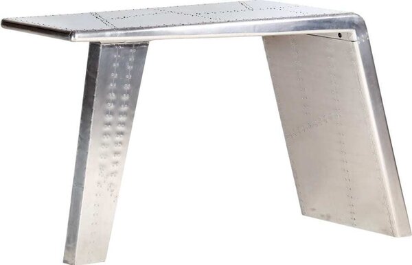 Maison Exclusive – Písací stôl v štýle krídla lietadla, strieborný, 112 x 50 x 76 cm, kov