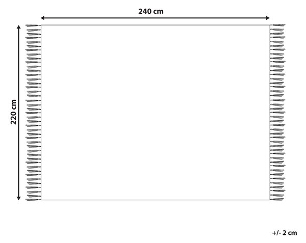 Prikrývka na posteľ sivobéžová bavlnená 220 x 240 cm deka so strapcami textilné doplnky spálňa obývacia izba