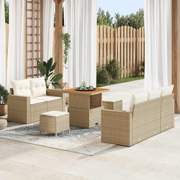 Maison Exclusive - Záhradný nábytok s vankúšmi 8 ks Béžový Poly-rattan