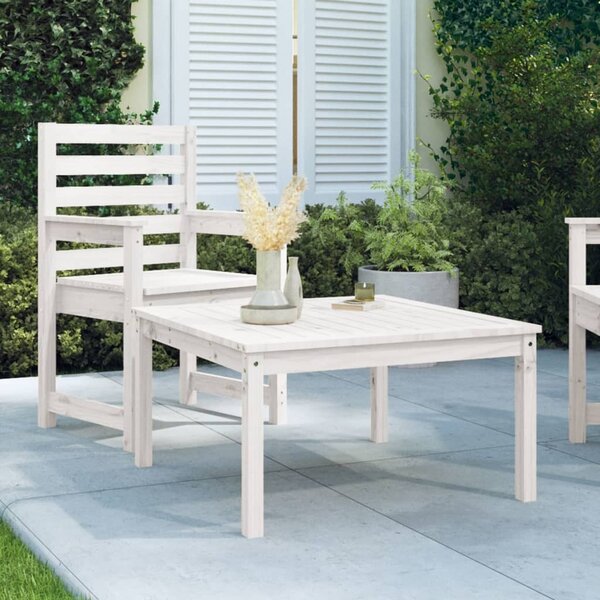 Maison Exclusive - Záhradný stôl Biely 82,5x82,5x45 cm Masívne drevo Borovica