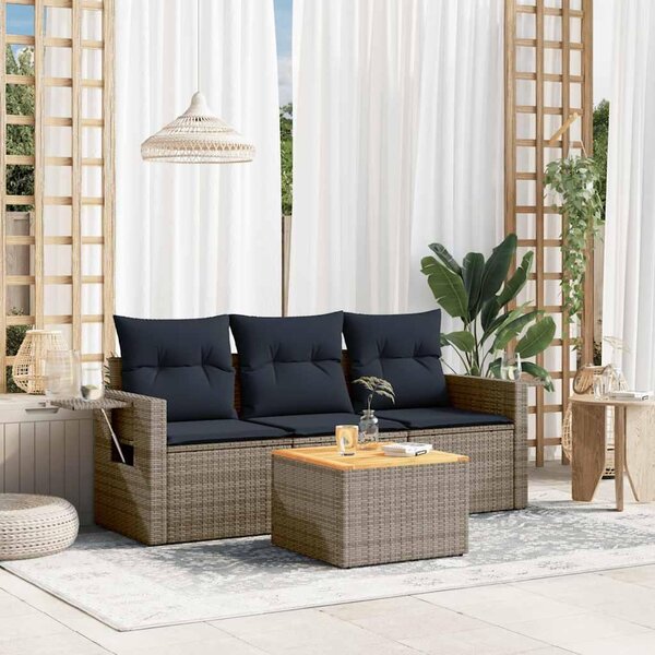 Maison Exclusive – 4-dielna záhradná súprava s vankúšmi, sivá, polyrotang