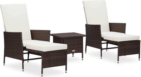 Maison Exclusive – 3-dielna záhradná súprava s vankúšmi z polyrotangu v hnedej farbe