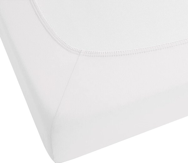 Napínacia posteľná plachta biela bavlnená 180 x 200 cm klasické prestieradlo s elastickým okrajom spálňa