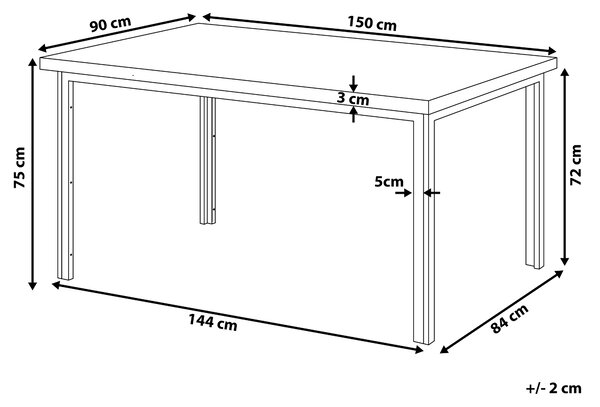 Jedálenský stôl tmavé drevo kovové nohy 150 x 90 cm industriálny štýl kuchyňa jedáleň