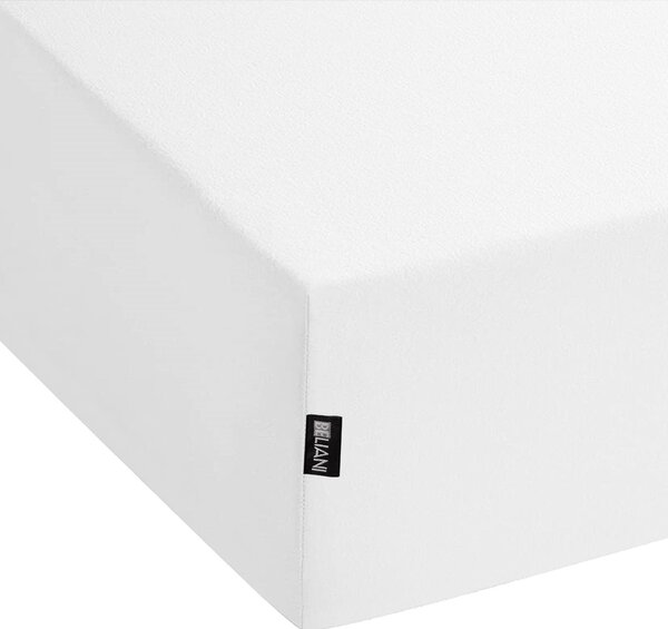 Napínacia posteľná plachta biela bavlnená 180 x 200 cm klasické prestieradlo s elastickým okrajom spálňa