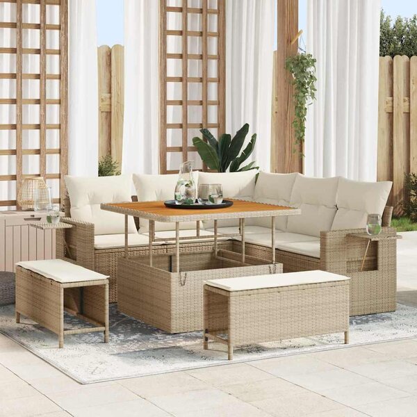Maison Exclusive - Záhradný nábytok s vankúmi 8 ks Béový Poly-rattan