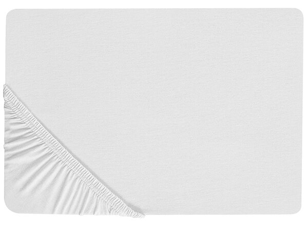 Napínacia posteľná plachta biela bavlnená 180 x 200 cm klasické prestieradlo s elastickým okrajom spálňa