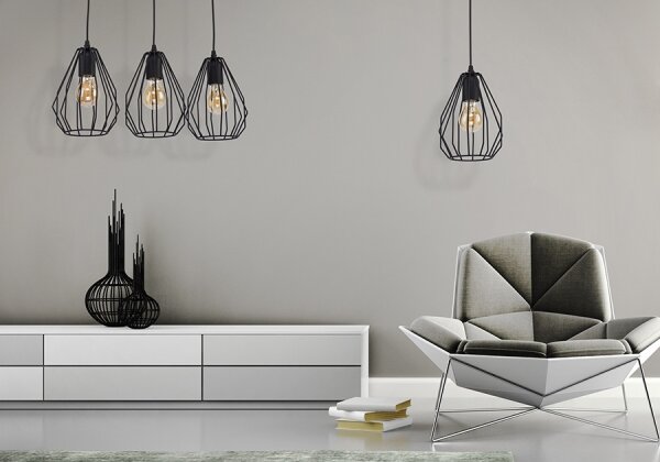 Luster na lanku BRYLANT BLACK 1xE27/60W/230V