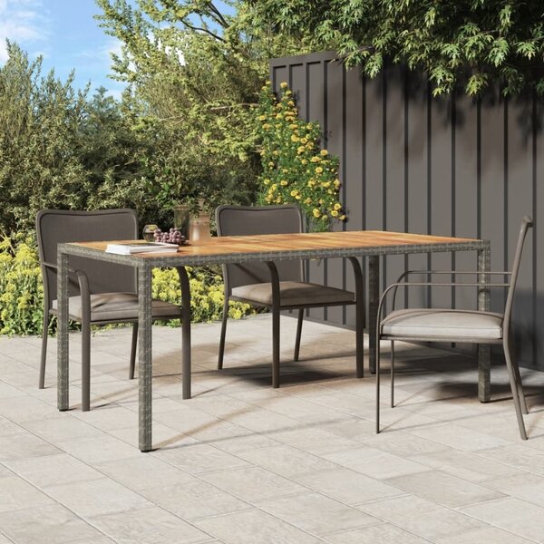 Maison Exclusive – Záhradný stôl 190 x 90 x 75 cm, poly ratan a akáciové drevo, sivá farba