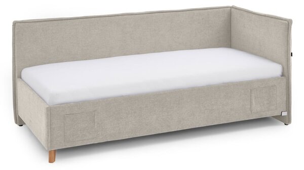 Béžová čalúnená rohová detská posteľ s úložným priestorom s roštom 90x200 cm Fun – Meise Möbel