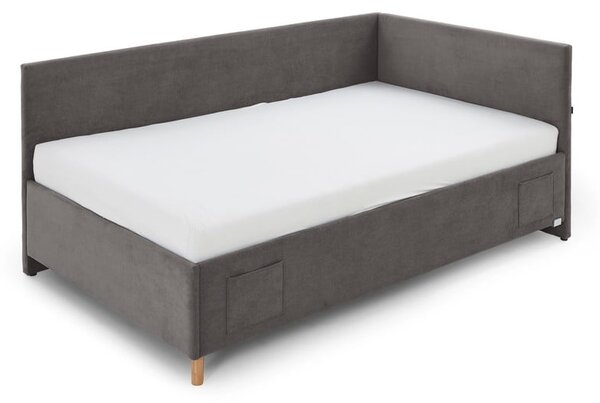 Antracitová čalúnená rohová detská posteľ s úložným priestorom s roštom 90x200 cm Cool – Meise Möbel