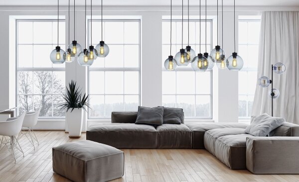 Luster na lanku CUBUS 8xE27/60W/230V čierna