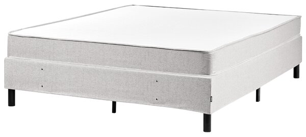 Kontinentálna posteľ bez čela svetlosivá polyester čalúnený rám 160 x 200 cm pružinový matrac spálňa