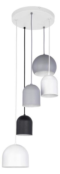 Luster na lanku TEMPRE 5xE27/15W/230V biela/šedá/čierna