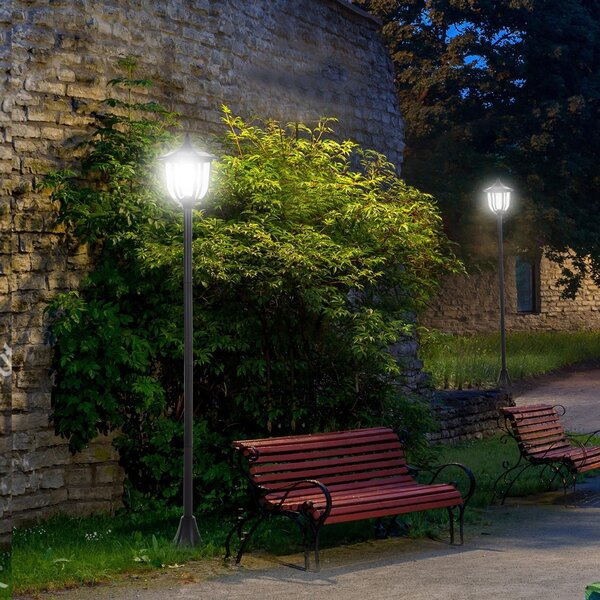 Záhradná lampa Outsunny Solar LED, 30/60 lumenov, plast, ierna