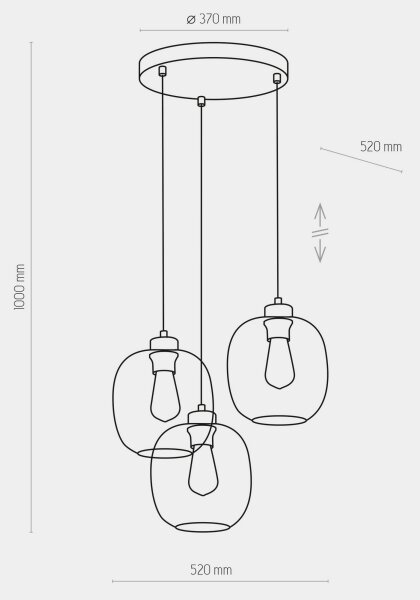 Luster na lanku ELIO 3xE27/15W/230V