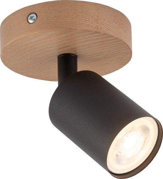 Bodové svietidlo TOP WOOD 1xGU10/10W/230V čierna/drevo
