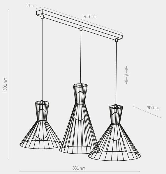 Luster na lanku SAHARA 3xE27/60W/230V