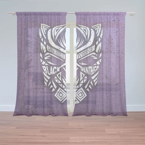 Sablio Záclony BLACK PANTHER wakanda forever Biely: 2ks 150x250cm
