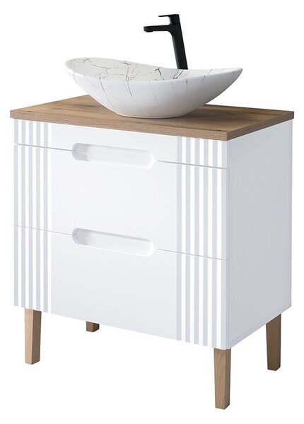 Comad Umývadlová skrinka Fiji s doskou a umývadlom 80 cm biela/dub coast evoke