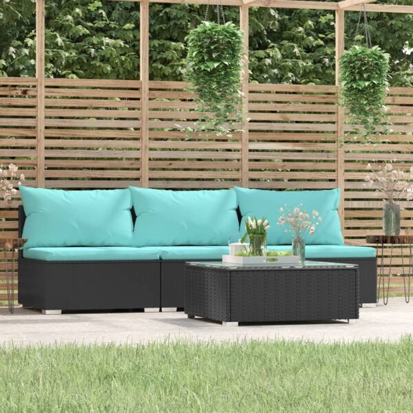 Maison Exclusive – 4-dielna záhradná súprava s vankúšmi, čierna, polyratan