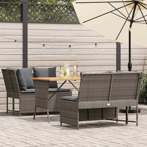Maison Exclusive – 3-dielna záhradná sedacia súprava s vankúmi, sivá, polyratan