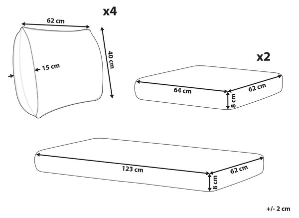Sada poťahov na záhradné vankúše béžová polyester odolnosť voči UV žiareniu minimalistický štýl záhrada exteriér