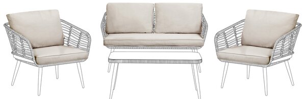 Sada poťahov na záhradné vankúše béžová polyester odolnosť voči UV žiareniu minimalistický štýl záhrada exteriér
