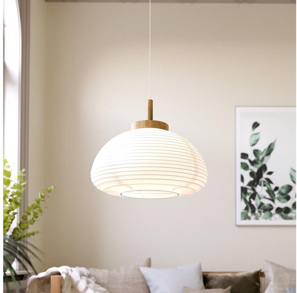 Eglo 44065 - Závesné svietidlo na lanku SUMMERHILL 1xE27/40W/230V pr. 55 cm biela/béžová