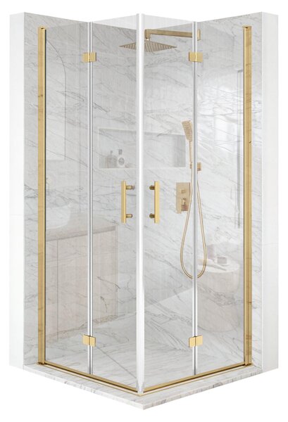 Sprchový kút 100x100cm otoné dvere zlaté ESG 6mm sklo + povrchová úprava