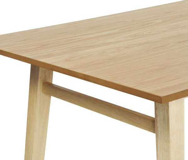 Jedálenský stôl prírodný jaseň MDF 150 x 90 cm nohy z kaučukového dreva dyhovaná doska prírodná povrchová úprava škandinávsky štýl