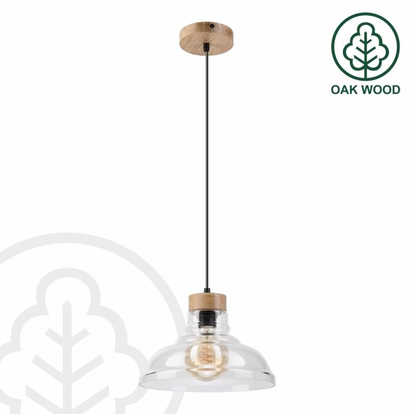 Závesný luster na lanku SINGLE 1xE27/60W/230V pr. 28 cm dub